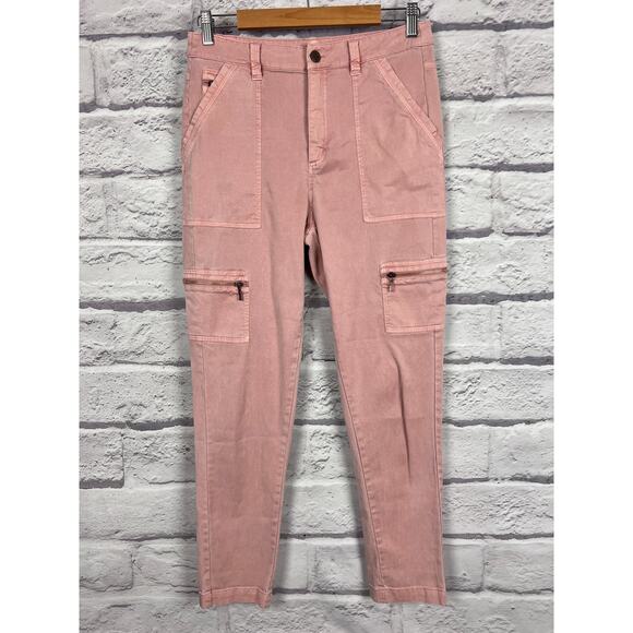 Lot (2) SOFT SURROUNDINGS Women's 6 Blue Pink Zippered Cargo Minimalist Pants - Picture 2 of 12